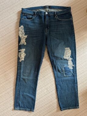 Lauren Ralph Lauren Embellished Jeans Tapered Distressed Womens Size 14